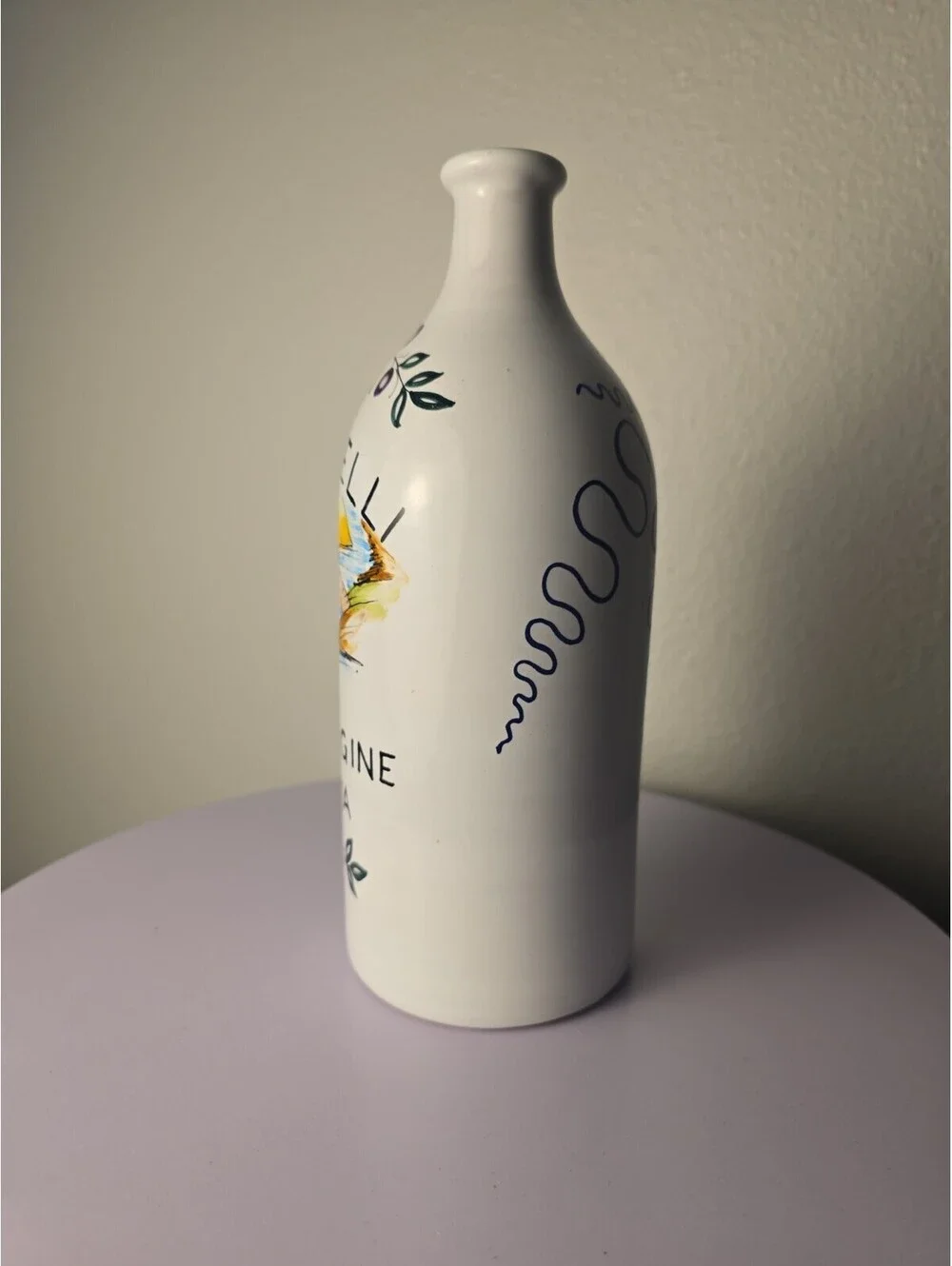 FIMA Deruta Italy Hand Painted Ceramic Olive Oil Bottle